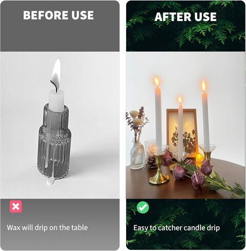 Bobeches الزجاجية لحاملي الشمعدانات، 3 قطع من واقيات الشموع الشفافة، حلقات شمع دائرية، لالتقاط الشمع لحفلات الزفاف المستدقة والكنيسة والمنزل in Kuwait