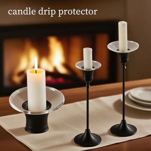 Bobeches الزجاجية لحاملي الشمعدانات، 3 قطع من واقيات الشموع الشفافة، حلقات شمع دائرية، لالتقاط الشمع لحفلات الزفاف المستدقة والكنيسة والمنزل in Kuwait