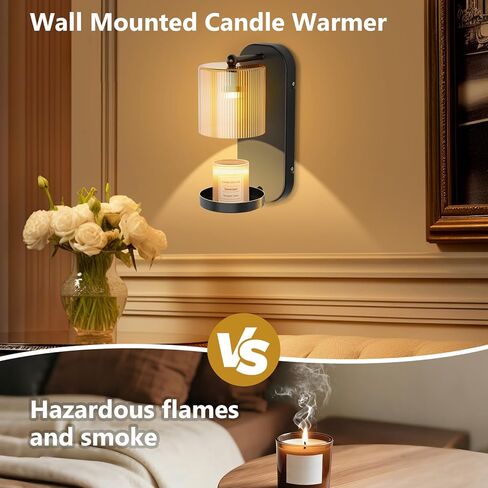 مصباح تسخين الشموع المثبت على الحائط مع جهاز تحكم عن بعد، ومؤقت وخافت، وجهاز تسخين الشمع عديم اللهب لشموع البرطمان، وشمعدان حائط معدني لعطر المنزل والإضاءة الزخرفية in Kuwait