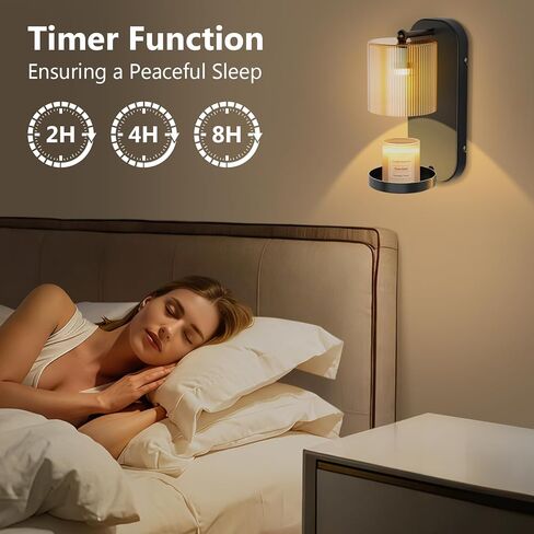 مصباح تسخين الشموع المثبت على الحائط مع جهاز تحكم عن بعد، ومؤقت وخافت، وجهاز تسخين الشمع عديم اللهب لشموع البرطمان، وشمعدان حائط معدني لعطر المنزل والإضاءة الزخرفية in Kuwait