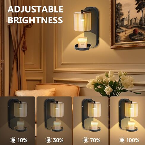 مصباح تسخين الشموع المثبت على الحائط مع جهاز تحكم عن بعد، ومؤقت وخافت، وجهاز تسخين الشمع عديم اللهب لشموع البرطمان، وشمعدان حائط معدني لعطر المنزل والإضاءة الزخرفية in Kuwait