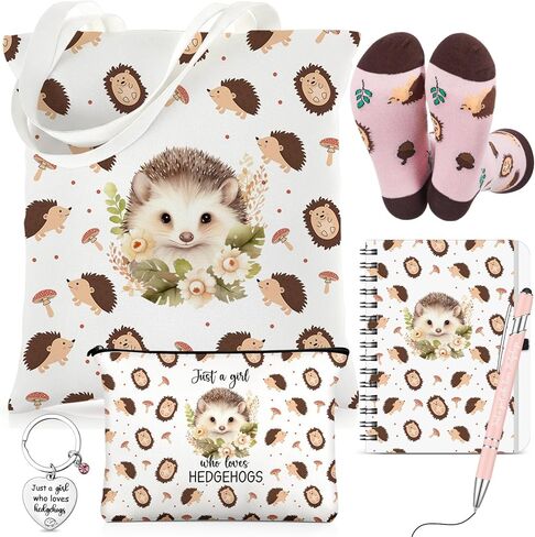 Talltalk 6 Pcs Otter Gifts for Women Sea Otter Lover Gifts Set, Socks Canvas Bag Makeup Bag Spiral Notebook Ballpoint Pen and Stainless Steel Keychain for Christmas Birthday Graduation Thanksgiving in Saudi Arabia