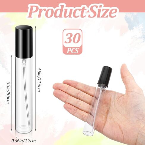 30 PCS Glass Refillable Perfume Bottles, 15ml Mini Glass Spray Bottles Perfume Travel Bottle Pocket Spray Atomizer Empty Fragrance Atomizer Travel Size Perfumes Refill Bottles-Black in Kuwait