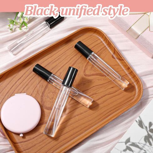 30 PCS Glass Refillable Perfume Bottles, 15ml Mini Glass Spray Bottles Perfume Travel Bottle Pocket Spray Atomizer Empty Fragrance Atomizer Travel Size Perfumes Refill Bottles-Black in Kuwait