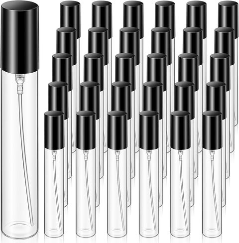 30 PCS Glass Refillable Perfume Bottles, 15ml Mini Glass Spray Bottles Perfume Travel Bottle Pocket Spray Atomizer Empty Fragrance Atomizer Travel Size Perfumes Refill Bottles-Black in Kuwait