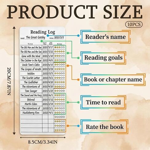 10 PCS 2026 Reading Tracker Bookmarks for Book Lovers, 2 x 6 Inch Double Sided Cardstock Reading Log and Scoring Paper Cards, 2026 New Year Reading List Goal Tracker for Students Teachers and Library in Kuwait