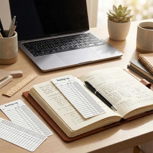 10 PCS 2026 Reading Tracker Bookmarks for Book Lovers, 2 x 6 Inch Double Sided Cardstock Reading Log and Scoring Paper Cards, 2026 New Year Reading List Goal Tracker for Students Teachers and Library in Kuwait