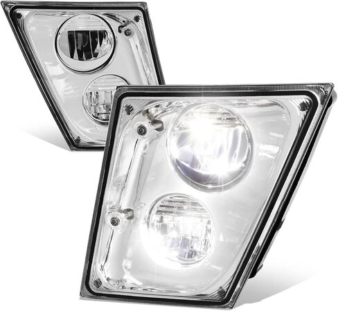 Auto Dynasty Full LED Fog lights Compatible with 2003-2017 Volvo VN VNL VNM VNX Trucks, Front Bumper Driving Fog Light Lamps, Driver and Passenger Side, Chrome Housing in Saudi Arabia