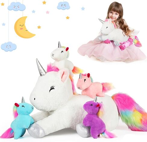 Chubby Blob Seal Pillow Plush with 4 Baby Seal Plushies in Her Tummy, Super Soft Cartoon Hugging Toy, Stuffed Cotton Plush Animal Toy for Kids, Great Gift Idea for Christmas, Birthdays in Kuwait