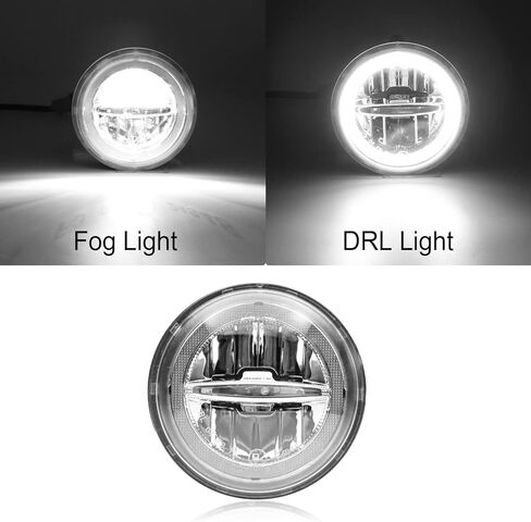 LED DRL Daytime Running Fog Lights Assembly Replacement for 2003-2009 H2, White Halo Ring DRL Driving Lamp + Fog Lamp Kit, Replace OE 15060533, 15258697, 15205899 in Kuwait