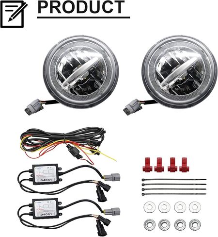 LED DRL Daytime Running Fog Lights Assembly Replacement for 2003-2009 H2, White Halo Ring DRL Driving Lamp + Fog Lamp Kit, Replace OE 15060533, 15258697, 15205899 in Kuwait