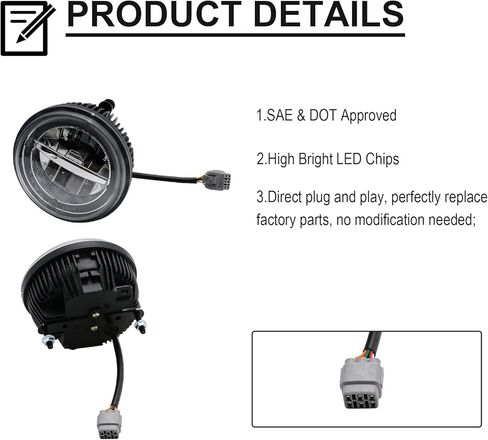 LED DRL Daytime Running Fog Lights Assembly Replacement for 2003-2009 H2, White Halo Ring DRL Driving Lamp + Fog Lamp Kit, Replace OE 15060533, 15258697, 15205899 in Kuwait