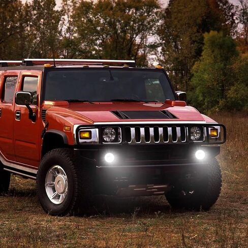 LED DRL Daytime Running Fog Lights Assembly Replacement for 2003-2009 H2, White Halo Ring DRL Driving Lamp + Fog Lamp Kit, Replace OE 15060533, 15258697, 15205899 in Kuwait