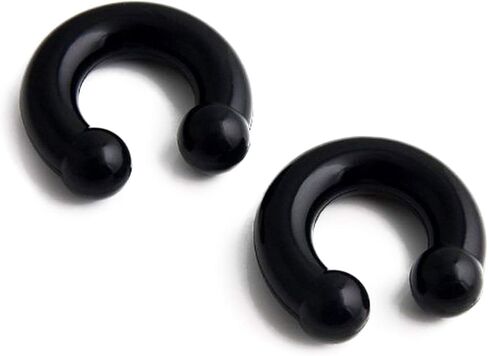 JewelryVolt Pair Silicone Horseshoe Ball Ends Plugs Gauge Flexible Rubber Plastic (Black 5mm (4g)) in Kuwait
