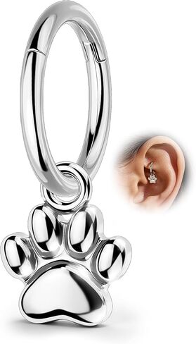 COCHARM Paw Titanium Rook Piercing Jewelry, 16G Clicker Rook Earring, Surgical Steel Helix Hoop Earrings, 6/8MM Lobe Earring in Saudi Arabia
