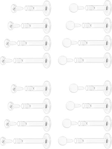 18G 16G Flat Back Clear Earrings for Sports Nose Studs Silicone Plastic Tragus Conch Cartilage Retainers Monroe Medusa Lip Ring Stud Labret Piercing for Work Surgery 6mm 7mm 8mm 9mm 10mm 12mm in Saudi Arabia