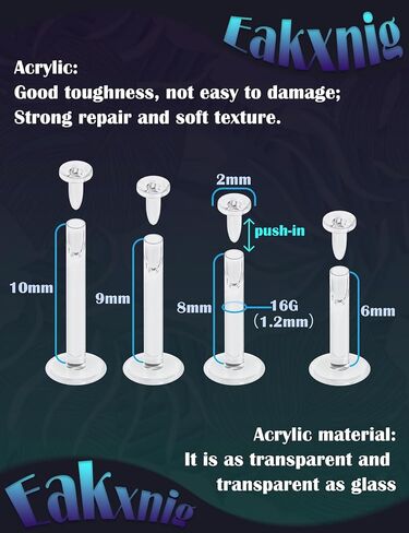 18G 16G Flat Back Clear Earrings for Sports Nose Studs Silicone Plastic Tragus Conch Cartilage Retainers Monroe Medusa Lip Ring Stud Labret Piercing for Work Surgery 6mm 7mm 8mm 9mm 10mm 12mm in Saudi Arabia