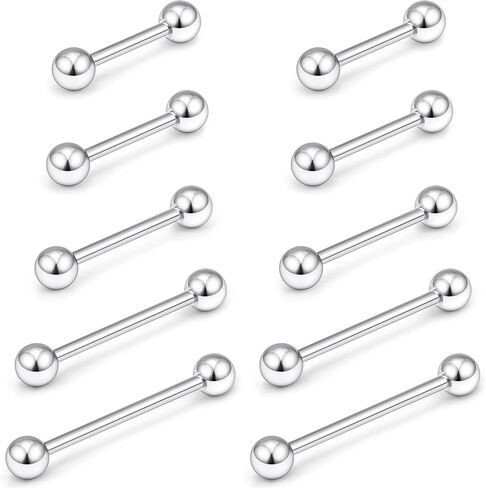 14G 16G Mix Size Tongue Rings Piercing Jewelry Stainless Surgical Steel Straight Barbell Nipple Tongue Ring Piercing Jewelry For Women Men 12MM 14MM 16MM 19MM 22MM Silver Black Gold in Saudi Arabia