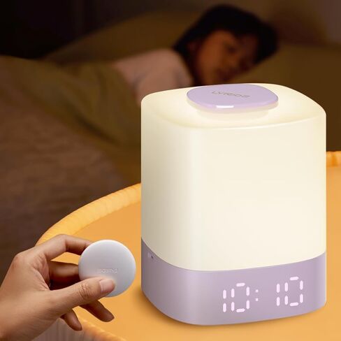 Lyridz Night Night Light للأطفال ، ضوء ليلي للرضاعة الطبيعية المحمولة للطفل مع ساعة LED الرقمية ، والتحكم عن بعد ، وقابل للشحن ، قابلة للضايق ، 3 ألوان in Kuwait
