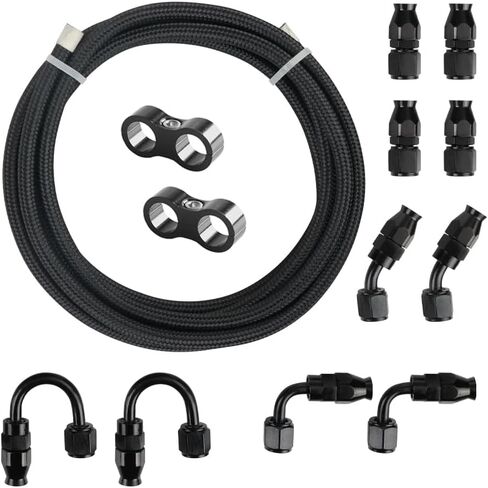 4AN PTFE Fuel Line Kit, AN4 E85 Fuel Hose Line 10FT Black 1054BK in Kuwait