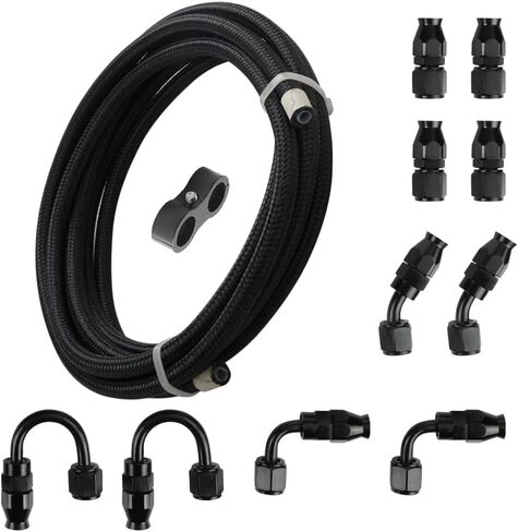 4AN PTFE Fuel Line Kit, AN4 E85 Fuel Hose Line 10FT Black 1054BK in Kuwait