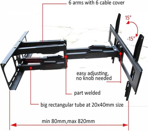 DL-D-A64L 60kg 70" 65" 600x400 Retractable Heavy Duty Swing Arm LCD Stand Swing TV Wall Mount Bracket Long in Saudi Arabia