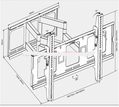 DL-D-114MH 30"-65" 85kg 600x400 Heavy Duty Swing Arm Retractable LCD Plasma Full Motion TV Stand LCD Wall Mount in Saudi Arabia