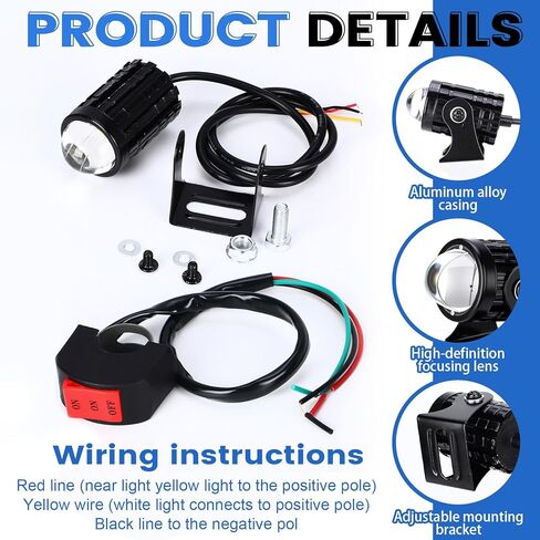 VIHOSE 8 Pack Motorcycle LED Driving Fog Lights Kit 12v White/Amber Motor Auxiliary LED Spotlights with 8 Switch Ip67 Waterproof Motorcycle Auxiliary Headlight for Car SUV ATV Tractor Offroad SUV in Saudi Arabia