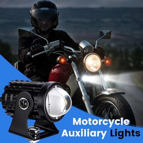 VIHOSE 8 Pack Motorcycle LED Driving Fog Lights Kit 12v White/Amber Motor Auxiliary LED Spotlights with 8 Switch Ip67 Waterproof Motorcycle Auxiliary Headlight for Car SUV ATV Tractor Offroad SUV in Saudi Arabia