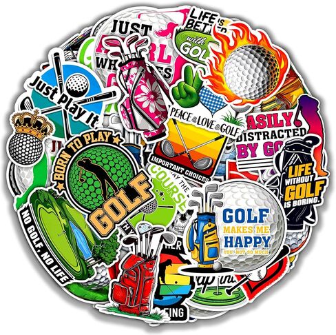 ملصقات الجولف 50 قطعة من الفينيل المقاوم للماء لأجهزة الكمبيوتر المحمول وزجاجة المياه والهاتف ونافذة السيارة والدراجة النارية ولوحة القصاصات وملصقات الجولف والهدايا in Kuwait