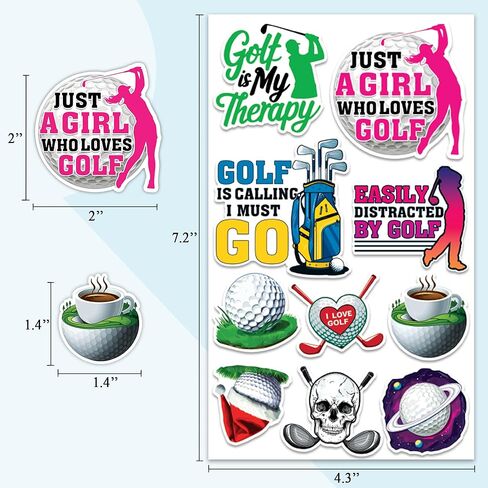 ملصقات الجولف 50 قطعة من الفينيل المقاوم للماء لأجهزة الكمبيوتر المحمول وزجاجة المياه والهاتف ونافذة السيارة والدراجة النارية ولوحة القصاصات وملصقات الجولف والهدايا in Kuwait