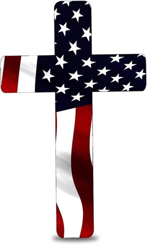 American Flag Cross Car Decal Sticker, Vinyl Waterproof Auto Bumper Decal, Patriotic Car Window Sticker, USA Flag Auto Decal for Cars, Truck, SUV (2PCS) in Kuwait