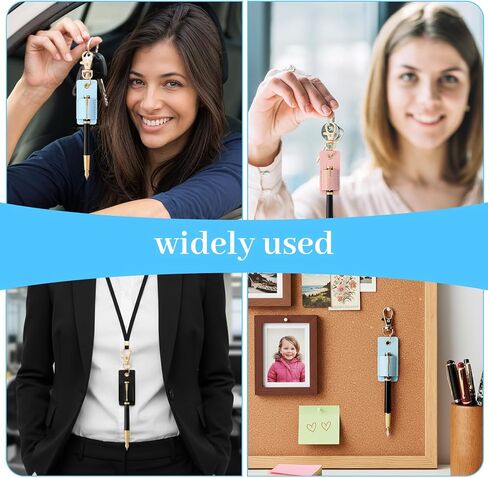 3 Pcs Pen Holder for Lanyard, PU Leather Single Lanyard Badge Pen Holder Portable Anti-Lost Pencil Holder Keychain for Nurse Courier Clerk Office School in Kuwait