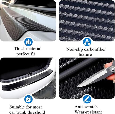 Rear Bumper Guard Protector for Kia Sorento 2021-2025 2026, Trunk Door Sill Protector, Carbon Fiber Scratch-Resistant Non-Slip Trunk Door Entry Sill Protector in Kuwait