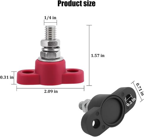 2PCS Car Single Stud Battery Junction Posts Block, 12V 1/4" Heavy Duty Vehicle Power Distribution Block, Auto Insulated Power Distribution Terminals, Universal for SUV RV Truck in Saudi Arabia