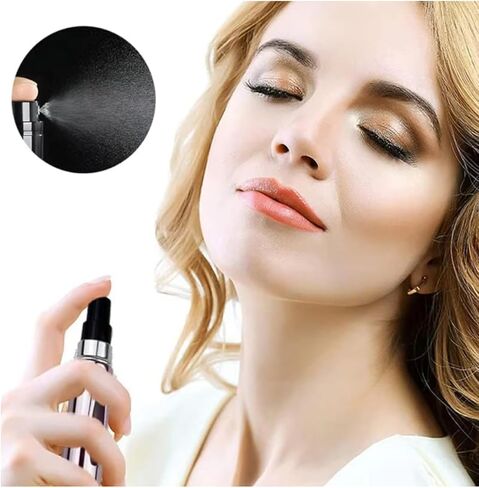 5ml Refillable Perfume Atomizer Portable Fine-Mist Spray Bottle (Silver/Black/Gold) - Leak-Proof Travel Cosmetic Container | Great Holiday Gift for Her/Him in Saudi Arabia