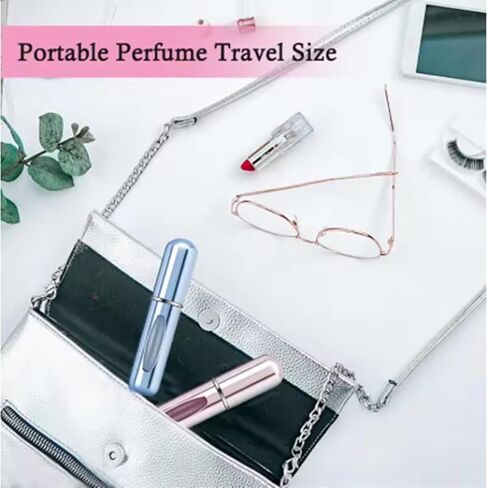 5ml Refillable Perfume Atomizer Portable Fine-Mist Spray Bottle (Silver/Black/Gold) - Leak-Proof Travel Cosmetic Container | Great Holiday Gift for Her/Him in Saudi Arabia