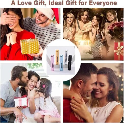 5ml Refillable Perfume Atomizer Portable Fine-Mist Spray Bottle (Silver/Black/Gold) - Leak-Proof Travel Cosmetic Container | Great Holiday Gift for Her/Him in Saudi Arabia