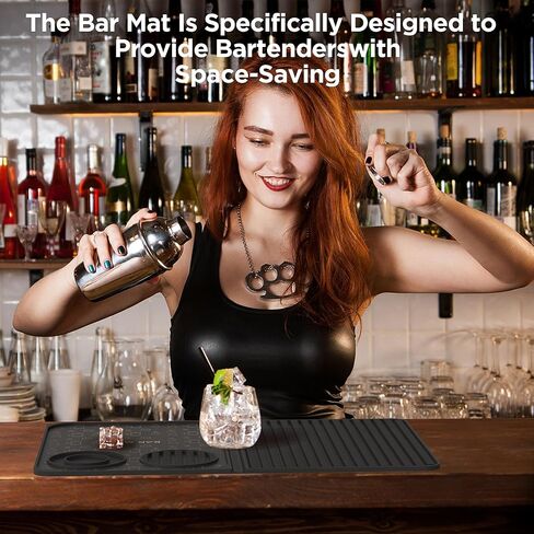 Bar Mat, Bar Accessories, Multifunctional Folding Cocktail Mat with Cutting Board, 18" X 12"(Black) Drying Mats,Bar Mat for Countertop,Bar Decorations for Home, Outdoor Bar Accessories,Travel in Saudi Arabia