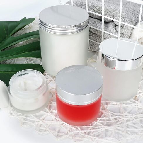 12 عبوة من الجرار الزجاجية المستديرة بوزن 8 أونصة مع أغطية معدنية فضية، برطمانات شموع فارغة شفافة غير لامعة سعة 240 مل، حاويات تخزين الطعام، برطمانات تعليب للتوابل والمسحوق والسائل والعينة وغسول كريم الوجه in Kuwait