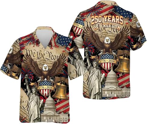 USA 250th Anniversary Hawaiian Shirt, USA Flag Shirt for Men Woman, Patriotic Eagle Hawaiian Shirts, We The People, 250 Years of Freedom Shirts in Saudi Arabia