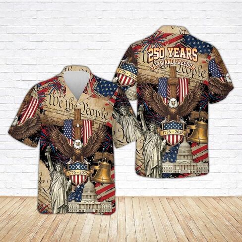 USA 250th Anniversary Hawaiian Shirt, USA Flag Shirt for Men Woman, Patriotic Eagle Hawaiian Shirts, We The People, 250 Years of Freedom Shirts in Saudi Arabia