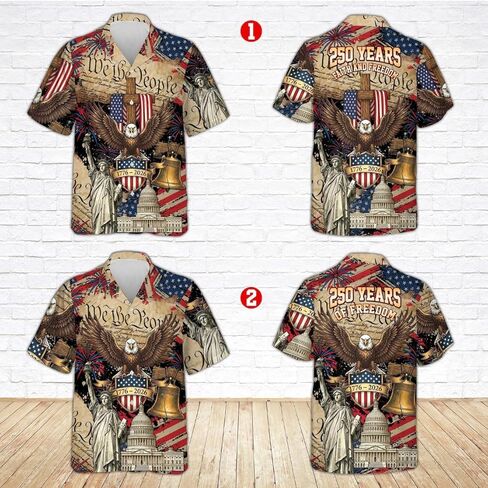USA 250th Anniversary Hawaiian Shirt, USA Flag Shirt for Men Woman, Patriotic Eagle Hawaiian Shirts, We The People, 250 Years of Freedom Shirts in Saudi Arabia