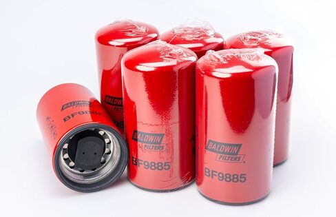 فلتر الوقود الدوار Baldwin BF9885 (عبوة من 6) - 4.3 ميكرومتر مطلق، خيط M90×2.0، OD 119.9 مم، الطول 224.6 مم - يستبدل Cummins 2864993/2893612، دونالدسون P555776، Fleetguard FF5776 in Saudi Arabia