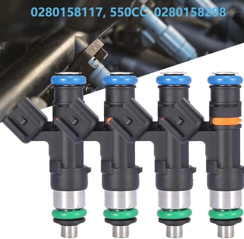 Riloer Car 4 قطع/مجموعة محاقن الوقود، محولات تلقائية 52 رطل 0280158117 550Cc 0280158298، متوافقة مع Ev14 A4 Tt Golf، متوافقة مع جيتا، متوافقة مع باسات in Saudi Arabia