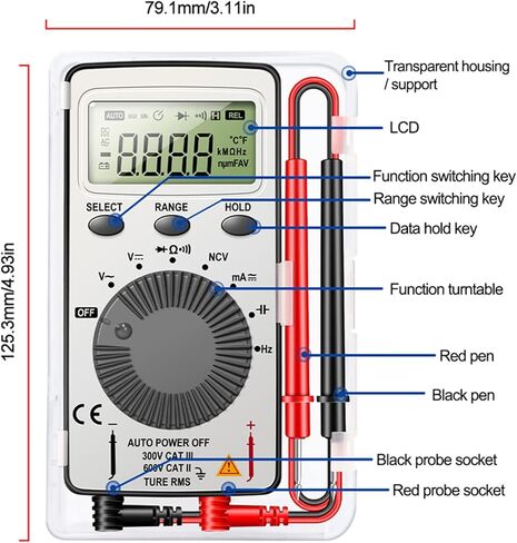Digital Multimeter Auto-Ranging Voltmeter Tester Meter Voltage Meter Multifunctional Pocket Multi Tester with NCV- Contact Tester Electrical in Kuwait
