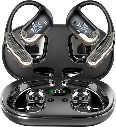 سماعات أذن Bluetooth اللاسلكية ， 2024 سماعات رأس Bluetooth 5.3 سماعات استريو Hifi ، سماعات في الأذن مع ميكروفون للهواتف المحمولة iPhone Android تمرين/موسيقى ، أبيض ، أبيض in Kuwait