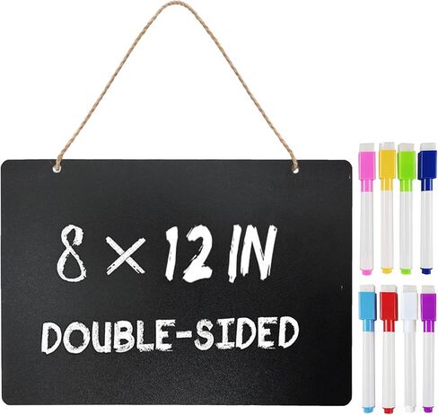 لافتة سبورة مع سلسلة مقاس 8 × 12 بوصة، لافتة لوحة رسائل قابلة للمسح مزدوجة الجوانب، لافتة سبورة خشبية صغيرة مع قلم طباشير سائل، لوحة رسائل معلقة للبار وديكورات المناسبات الخاصة in Kuwait