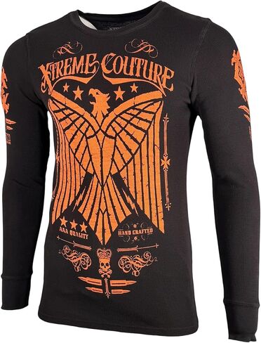 Xtreme Couture by Affliction Men's Thermal Shirt Connect, Long Sleeve, Black, Orange Graphics, N.8721 Design in Saudi Arabia