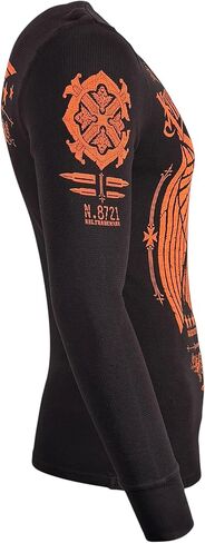 Xtreme Couture by Affliction Men's Thermal Shirt Connect, Long Sleeve, Black, Orange Graphics, N.8721 Design in Saudi Arabia